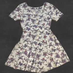 VINTAGE 90s cottage ditsy floral one piece romper dress shorts skorts jumpsuit